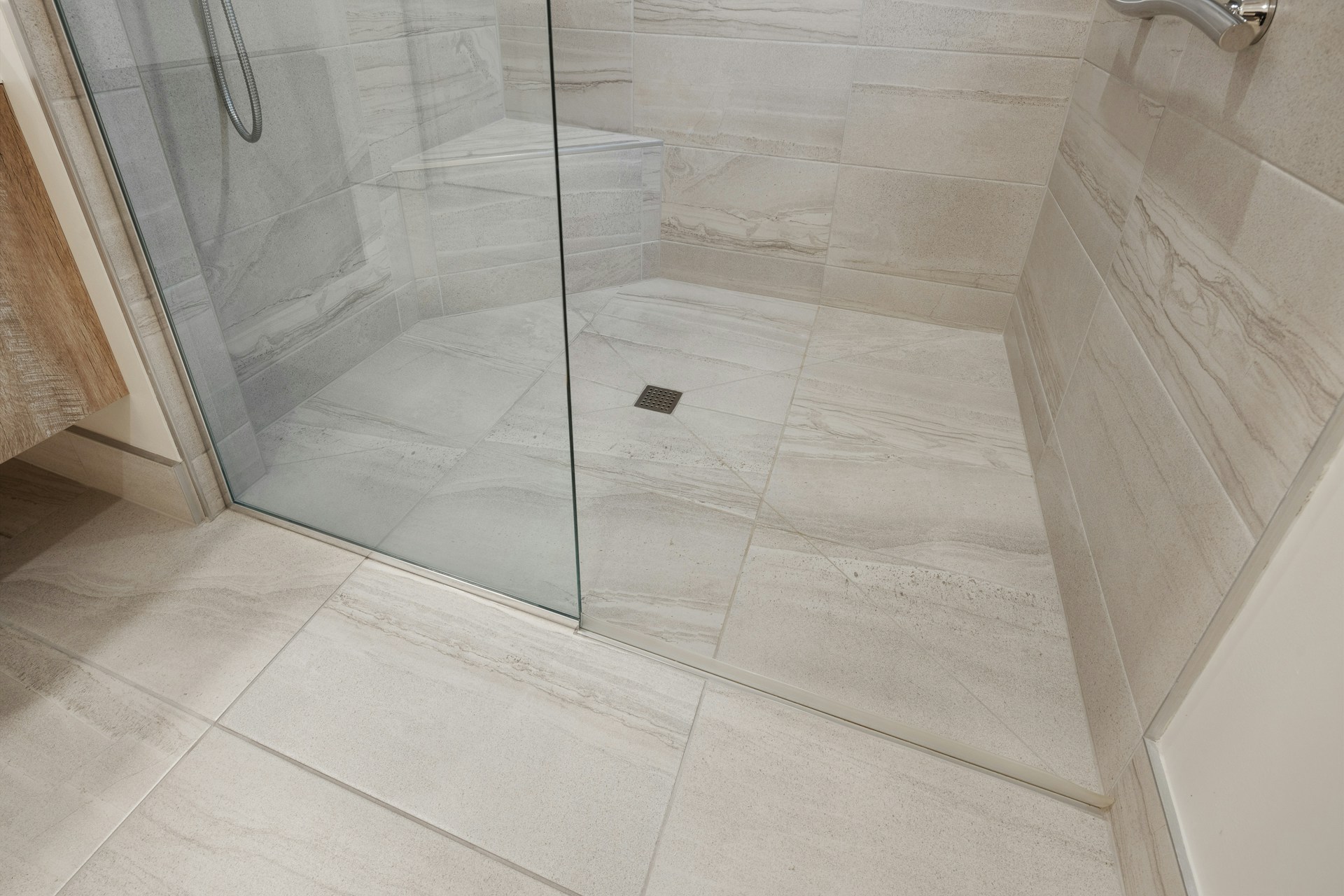 Walk-in tile shower